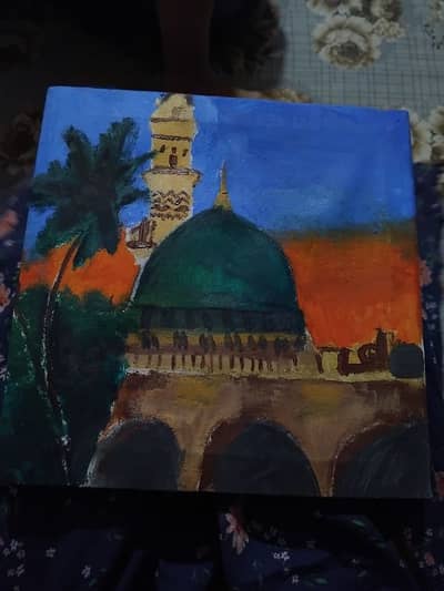 Masjid e nabwi painting on 8 × 8 canvas
