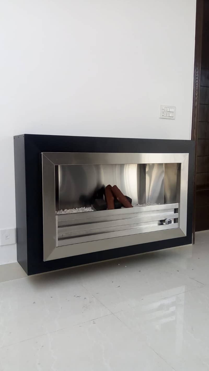Electric fireplace . Marble fireplace - fire place - Pvc wall panel 4