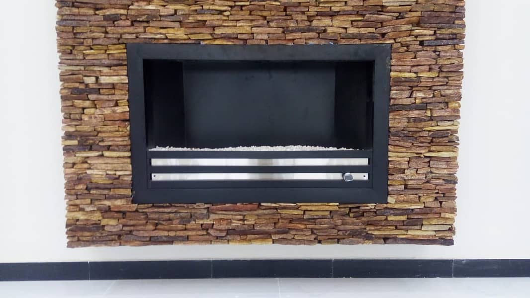 Electric fireplace . Marble fireplace - fire place - Pvc wall panel 6