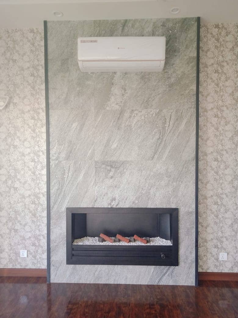 Electric fireplace . Marble fireplace - fire place - Pvc wall panel 9