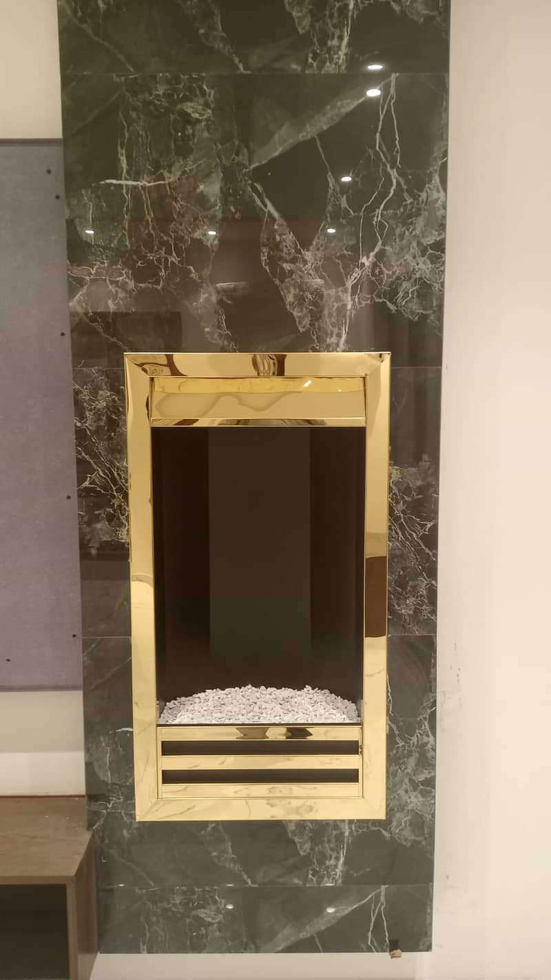 Electric fireplace . Marble fireplace - fire place - Pvc wall panel 13