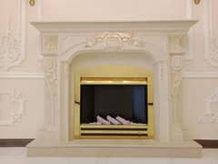 Electric fireplace . Marble fireplace - fire place - Pvc wall panel