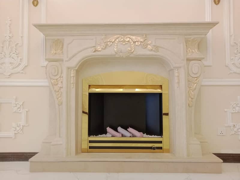 Electric fireplace . Marble fireplace - fire place - Pvc wall panel 0
