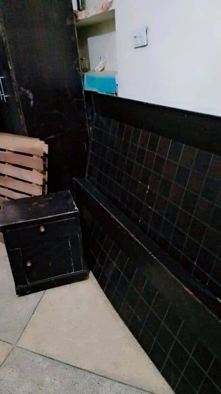 double bed with mattress 1 saide table good condition 1