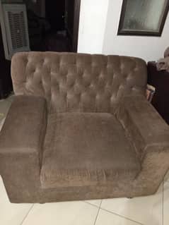 sofa set 3 2 1 in brown color condition all ok