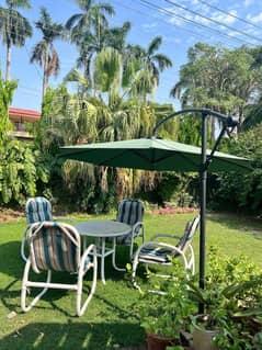 Garden chairs table with umbrella