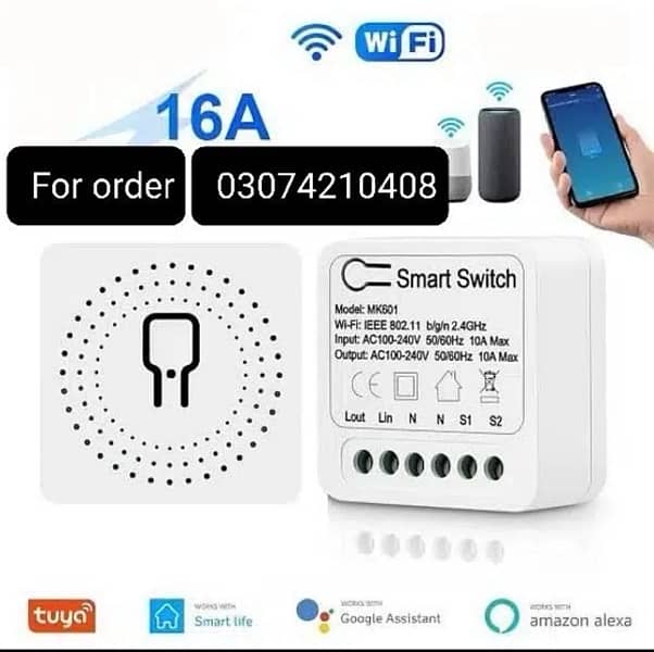Wifi smart Switch wifi motor light bulb AC operate Tuya 16A 0