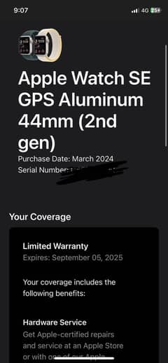 2nd gen apple watch se 44mm just box open 10/10