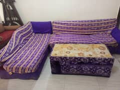 L shaped sofa with table