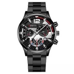Mens steel beltcalender quartz watch sports luminous pointer watch
