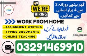 Part Time Full Time Job / Data Entry Job / Typing job /Assignment Job