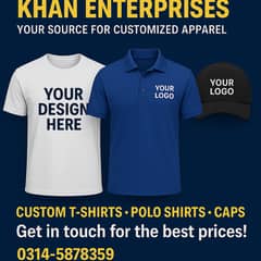 Customized T-Shirts, Polo Shirts, Caps.