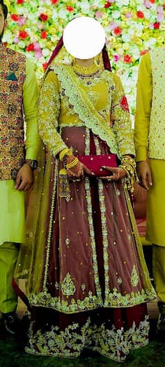 Royal Maroon & Golden Bridal Barat MAXI LEHANGA