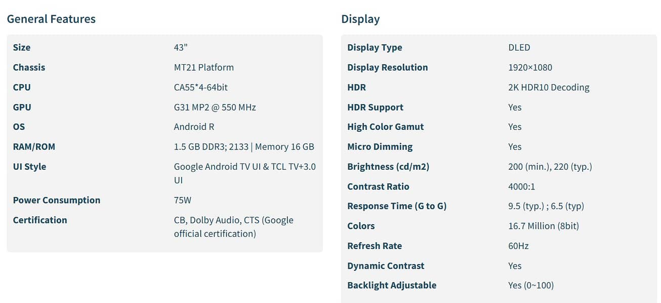 TCL Led / LCD 43S5400 43” (2025) Smart Android Tv 1