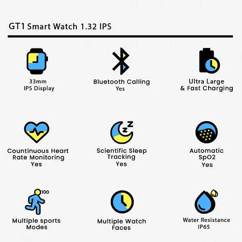 GT1 Smartwatch with Bluetooth Calling & Touch Display 1