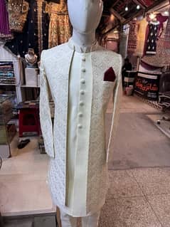 groom sherwani off white