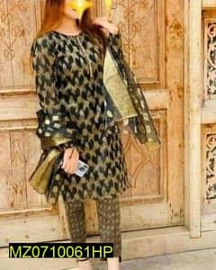 3 PCs women's unstitched jacquard organza suit