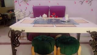 luxury heavy Wood Purple Dining Table
