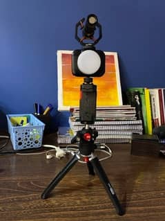 high quality vlogging kit with shotgun mic and light