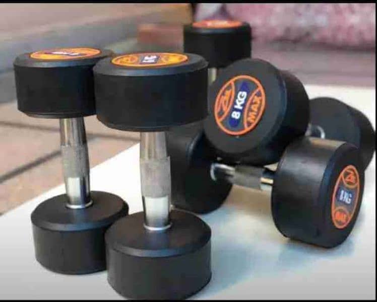 Rubber dumbbell rubber plates weight bench press gym kettlebell ball 1