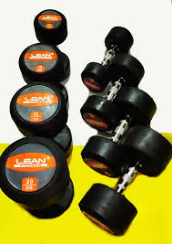 Rubber dumbbell rubber plates weight bench press gym kettlebell ball 3