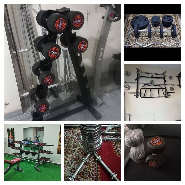 Rubber dumbbell rubber plates weight bench press gym kettlebell ball 11