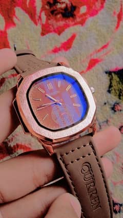 men's watch with leather strap