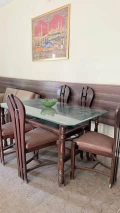 6 chairs pure wooden dinning table