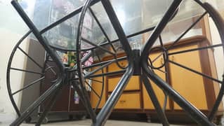 Only Metal Dining Table with Glass for Urgent Sale.