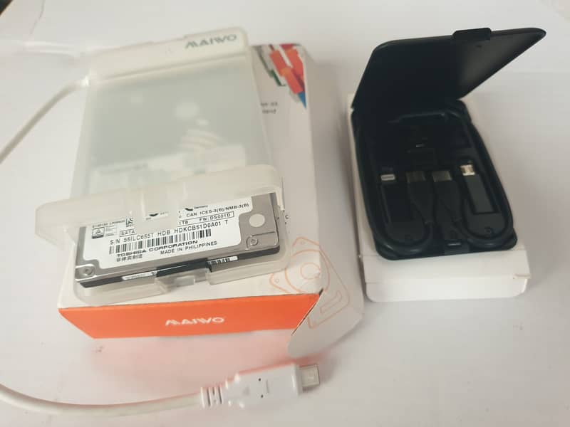 Hard drive 1TB portable, Type C, 100% health, Like New 0
