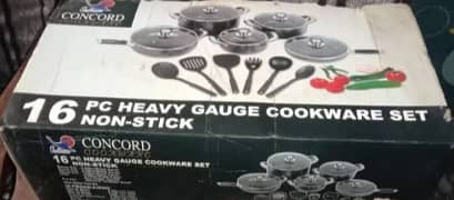 This is a 16 piece heavy gauge nonstick cookware set