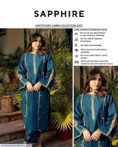 2 pcs women's unstitched Embroidered suit