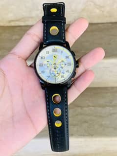 Ferrari Men’s Quartz Black Leather Strap Silver Dial 44mm Watch