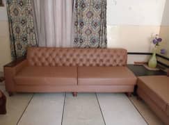 L-Shaped Rexin Sofa w  – Gently Used | Rs. 70,000 – Ravi Road, Lahore