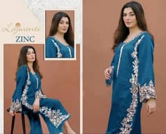 2 pcs women unstitched embroidered suit