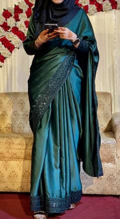 Dark Green color sari | party wear and wedding dress