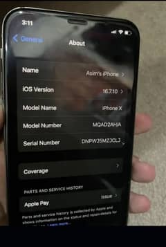 i phone x 256 GB with box WhatsApp number 0346.0794492