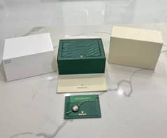 Original Rollex Watch Box Set - Green Wave Box, Tag & Outer Box.