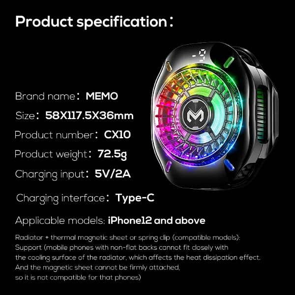 Memo Cx-10 mobile cooling fan memo Cx07 memo cx08 3