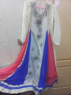 3 piece shifon dress . . . white pearls hand made thread work and hand