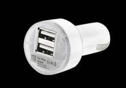 Dual USB Car Charger, 2 Port Charger Adapter, Universal, (White)