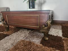 Elegant Wooden Coffee Table with Glass Top