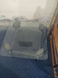 Glass top wooden frame 3 piece table