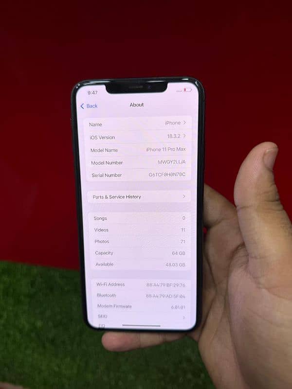 I phone 11 pro Max pta approved 65GB battery health 81% 4