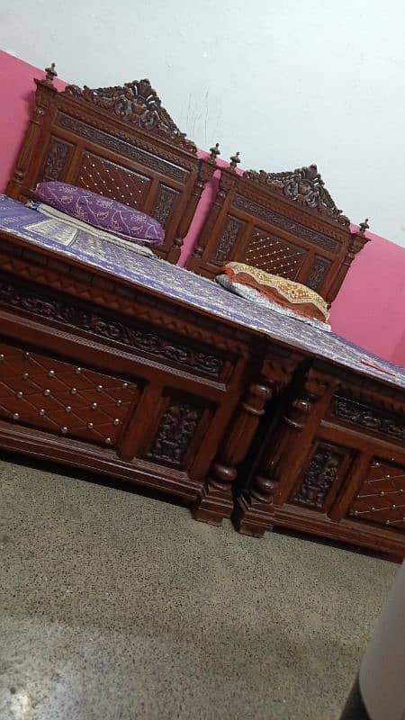 2 single bed pure sheesham wood with medicated mattress 3