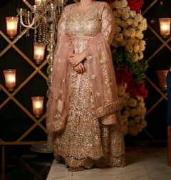 beige color net maxi