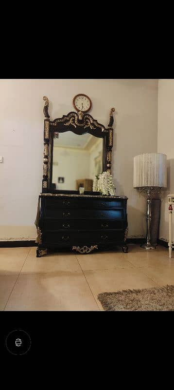 dressing table / pure wood designer / wooden dresser / glass top 1