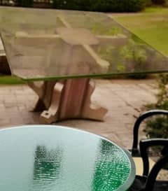 medium size wooden table with 12 mm large size glass