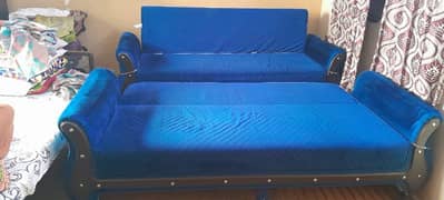 Sofa cum bed 5 seater blue colour