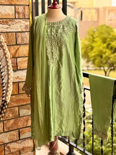 3 pcs Green SIlk Dress